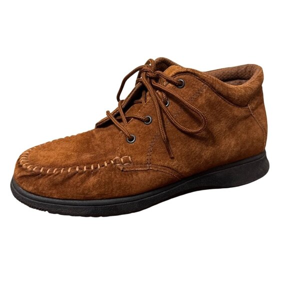 Faded Glory Cheyenne Brown Suede Leather Women’s Moc Toe Ankle Boots 8.5 - Picture 1 of 14